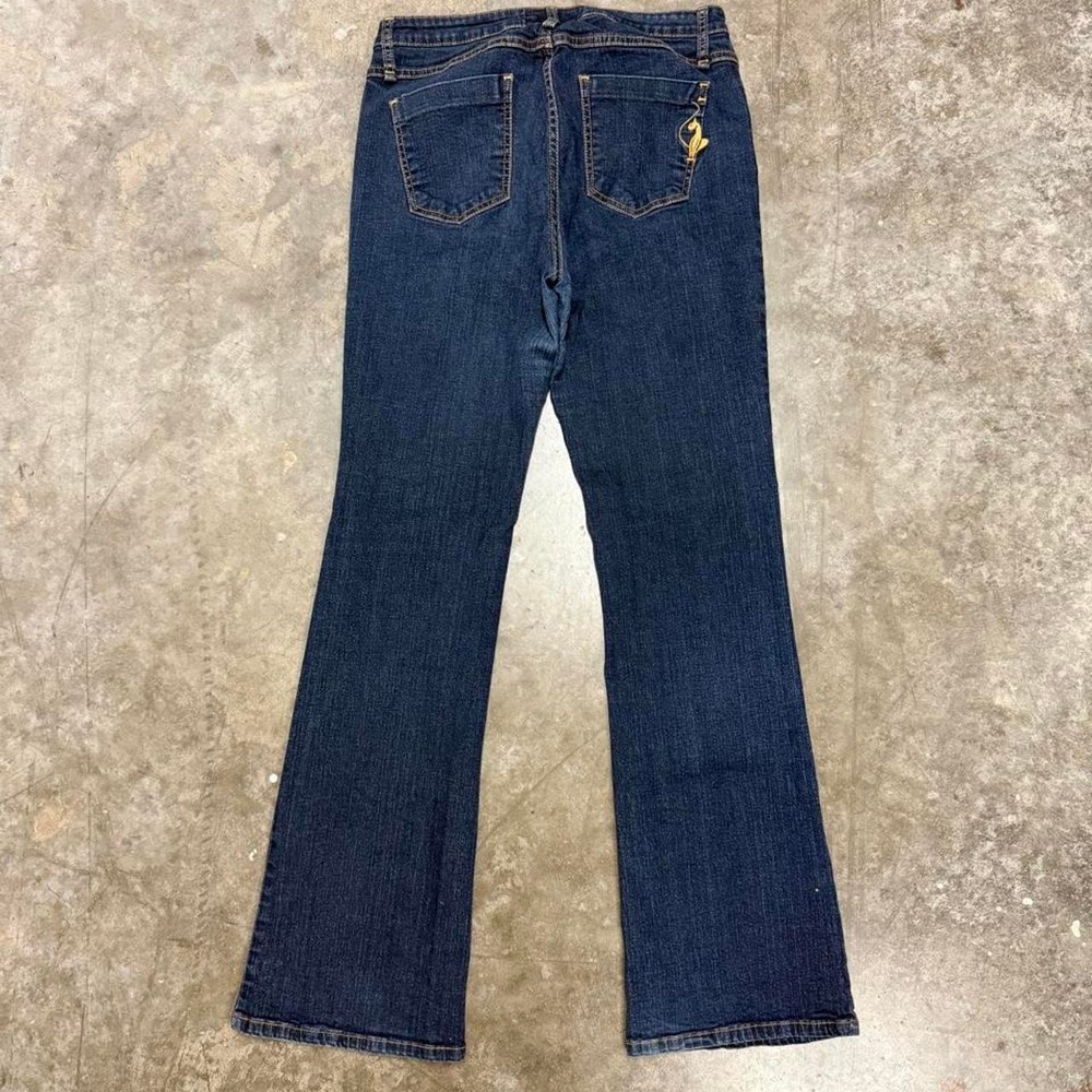 Baby Phat Silver Label Dark Wash Flare Jeans Y2K Gold Cat Logo 30x31